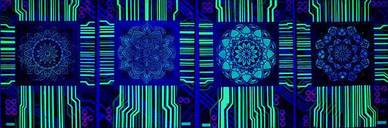 David Belcourt's : Convergence 1, 2, 3, 4 blacklight